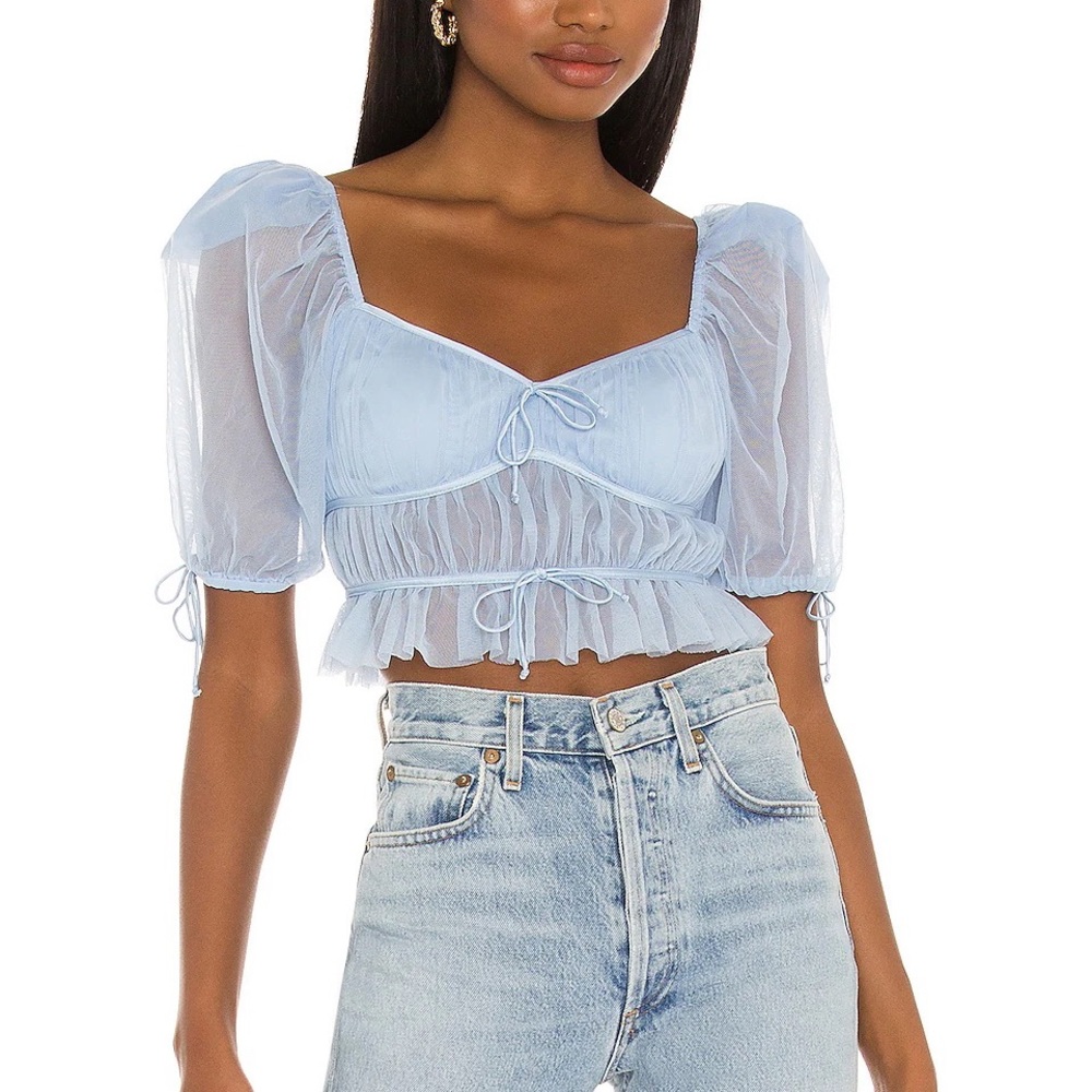 For Love and Lemons Sunshine Crop Top in Light Blue
